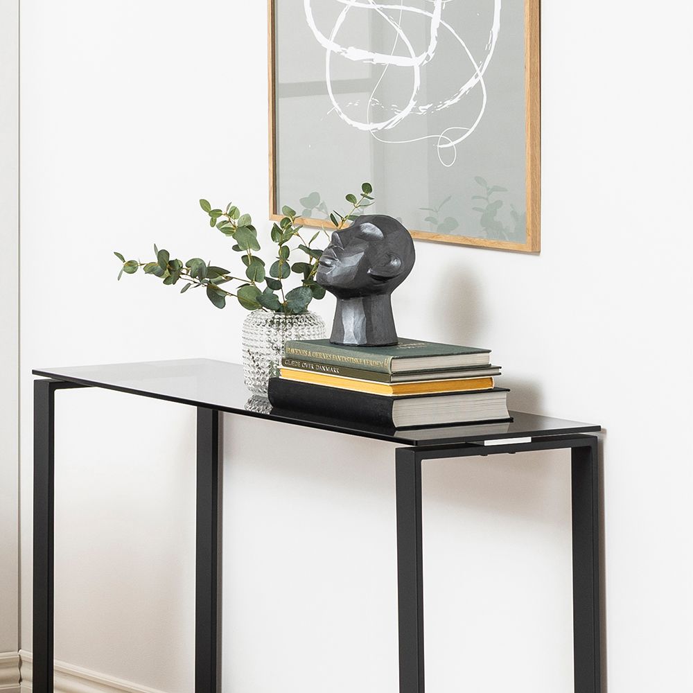 Katrine Modern Console Table With Smoked Glass Top - Price Crash Furniture