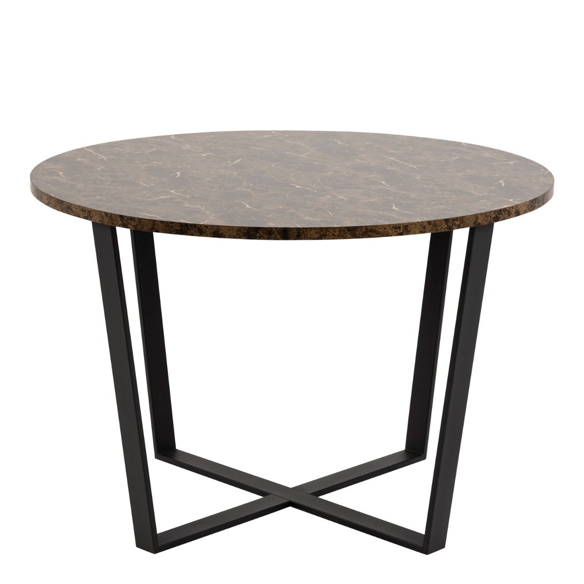 Amble Round Dining Table With Brown Marble Effect Top - Price Crash Furniture