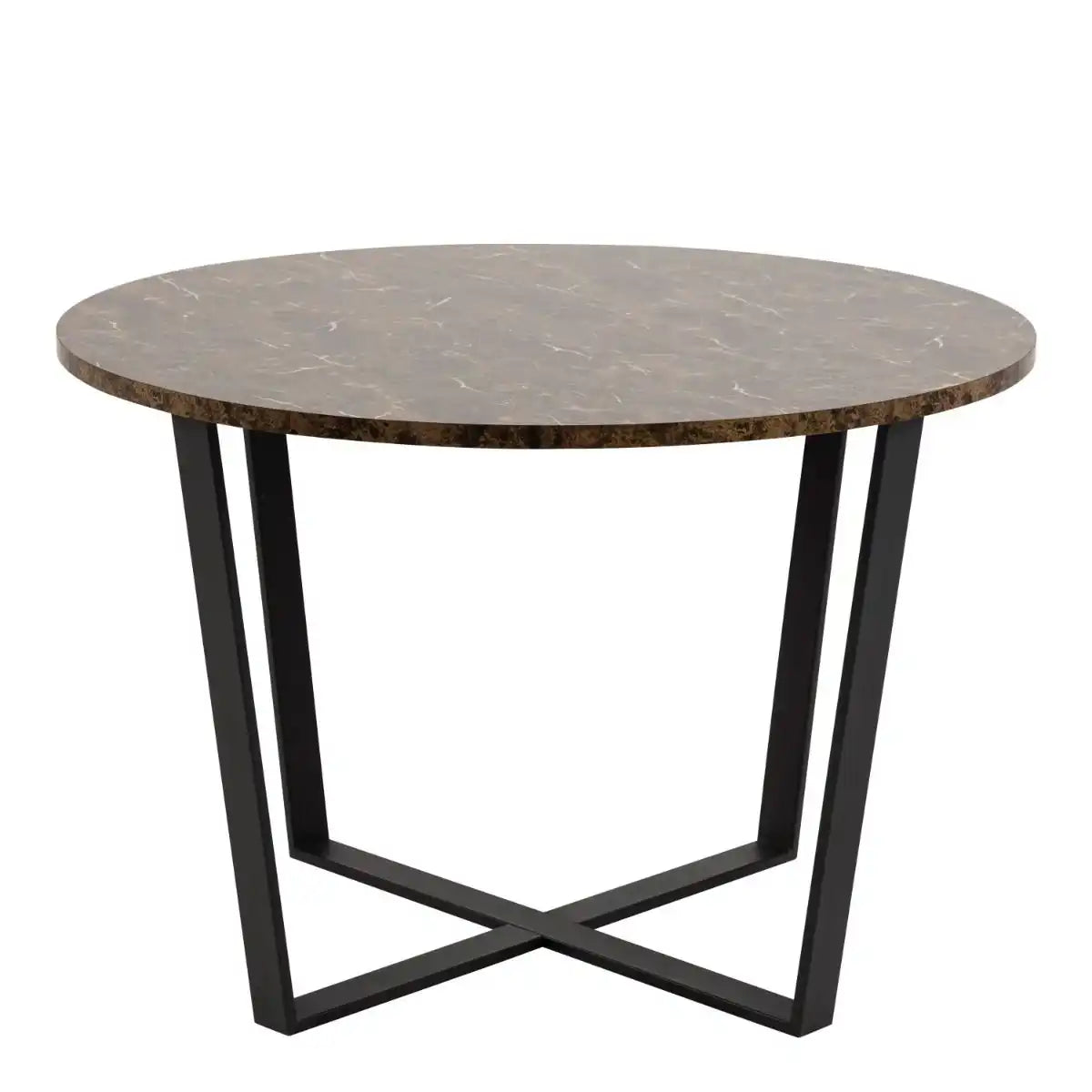 Amble Round Dining Table With Brown Marble Effect Top - Price Crash Furniture