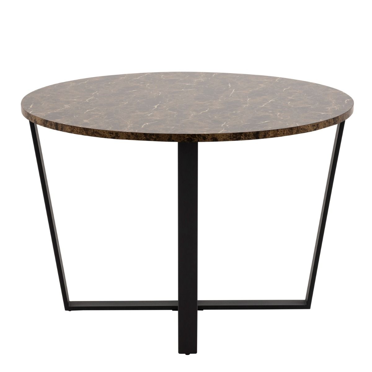 Amble Round Dining Table With Brown Marble Effect Top - Price Crash Furniture