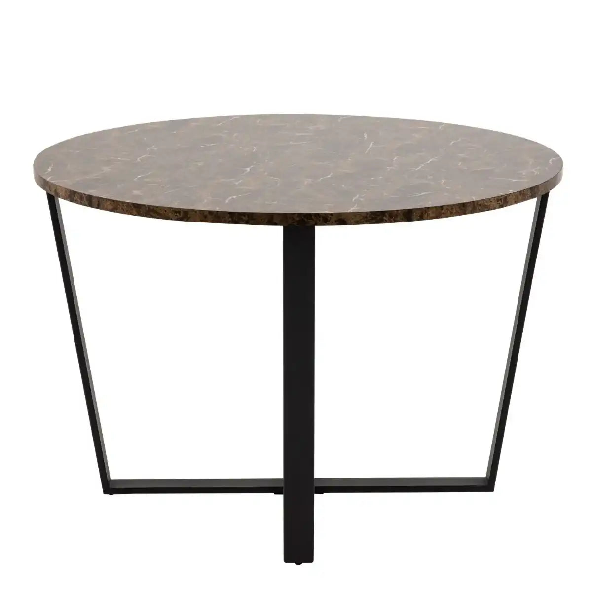 Amble Round Dining Table With Brown Marble Effect Top - Price Crash Furniture