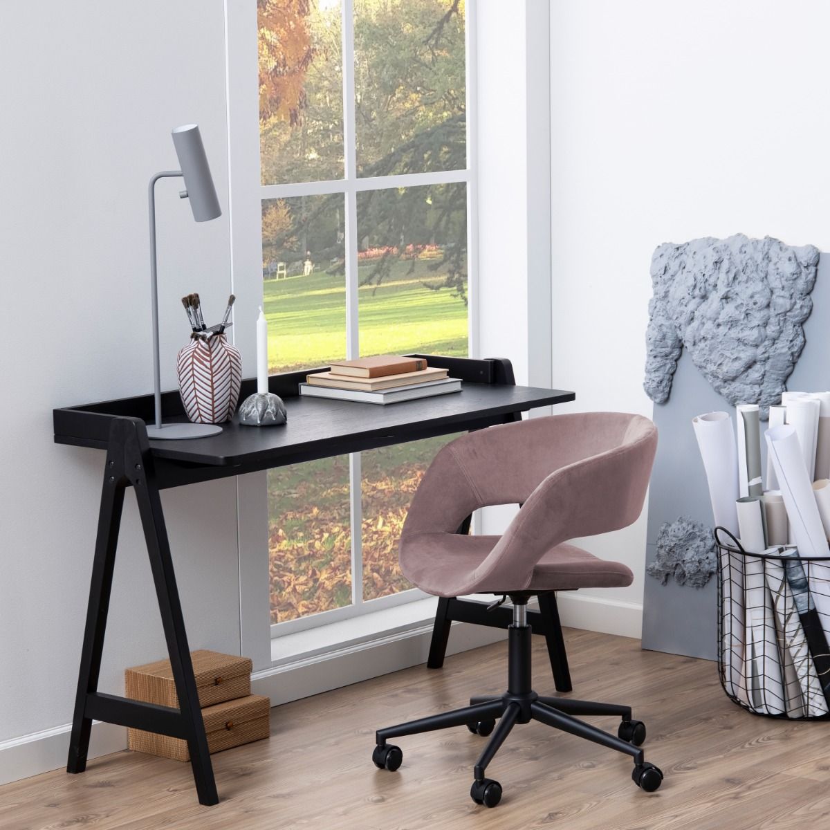 Miso Office Desk In Black - Price Crash Furniture