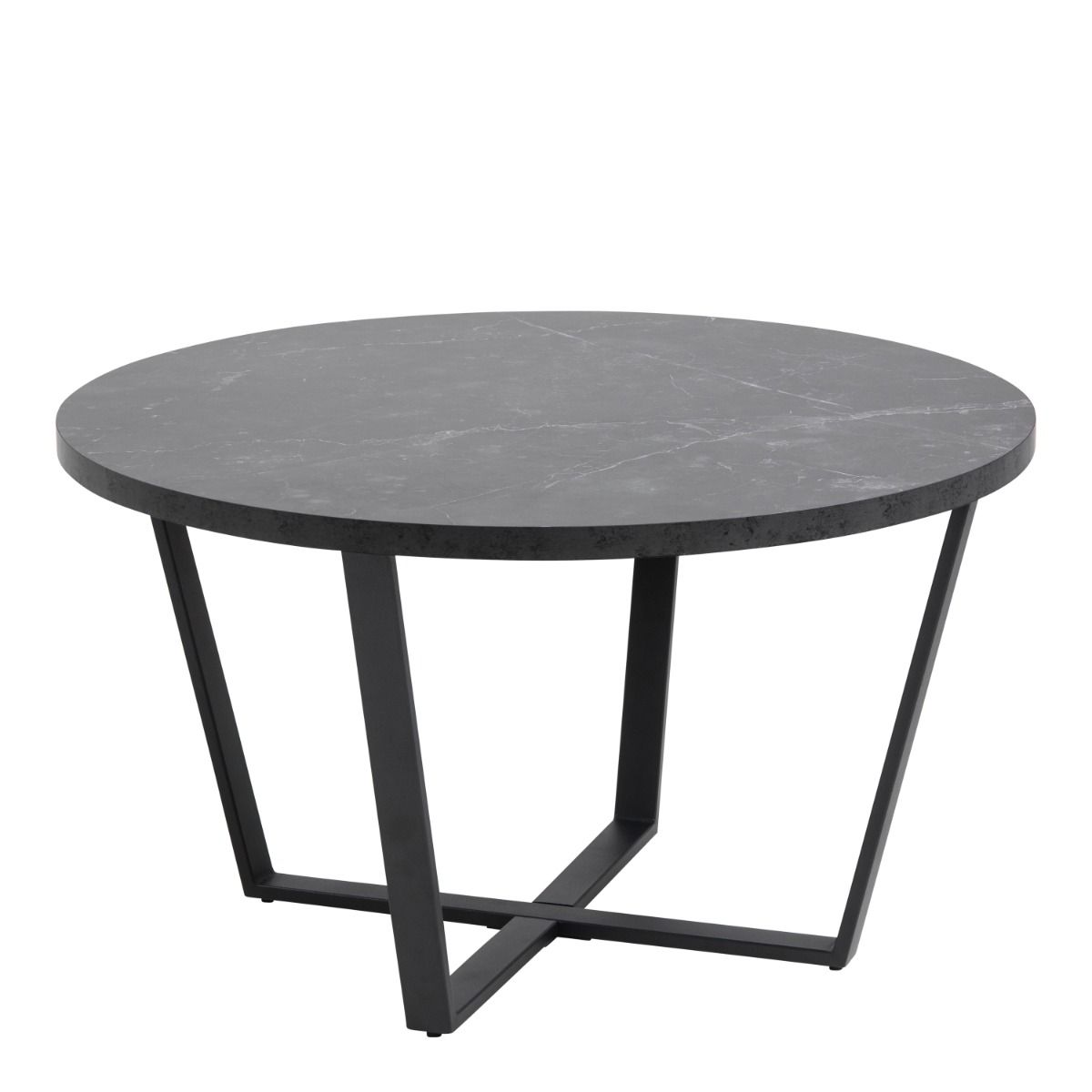 Amble Round Coffee Table With Black Marble Effect Top - Price Crash Furniture