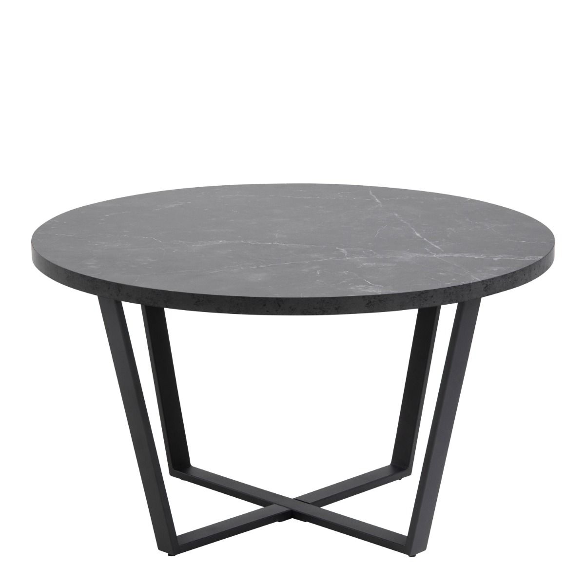 Amble Round Coffee Table With Black Marble Effect Top - Price Crash Furniture