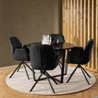 Amble Round Dining Table With Black Marble Effect Top - Price Crash Furniture