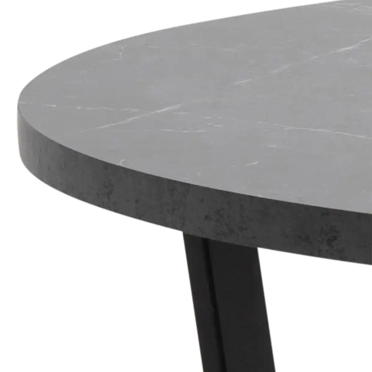 Amble Round Dining Table With Black Marble Effect Top - Price Crash Furniture