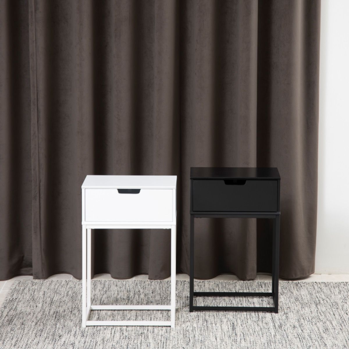 Mitra 1 Drawer Bedside Table In Black - Price Crash Furniture