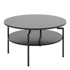 Goldington Round Coffee Table Black Marble Effect & Black Legs - Price Crash Furniture