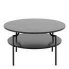 Goldington Round Coffee Table Black Marble Effect & Black Legs - Price Crash Furniture