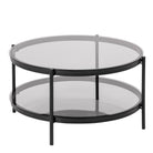 Bayonne Round Coffee Table In Black with Smoked Glass Top - Price Crash Furniture