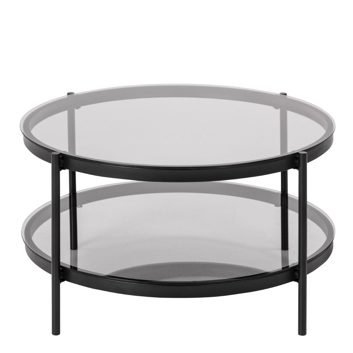 Bayonne Round Coffee Table In Black with Smoked Glass Top - Price Crash Furniture