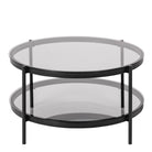 Bayonne Round Coffee Table In Black with Smoked Glass Top - Price Crash Furniture