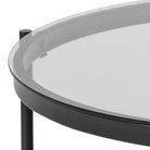 Bayonne Round Coffee Table In Black with Smoked Glass Top - Price Crash Furniture