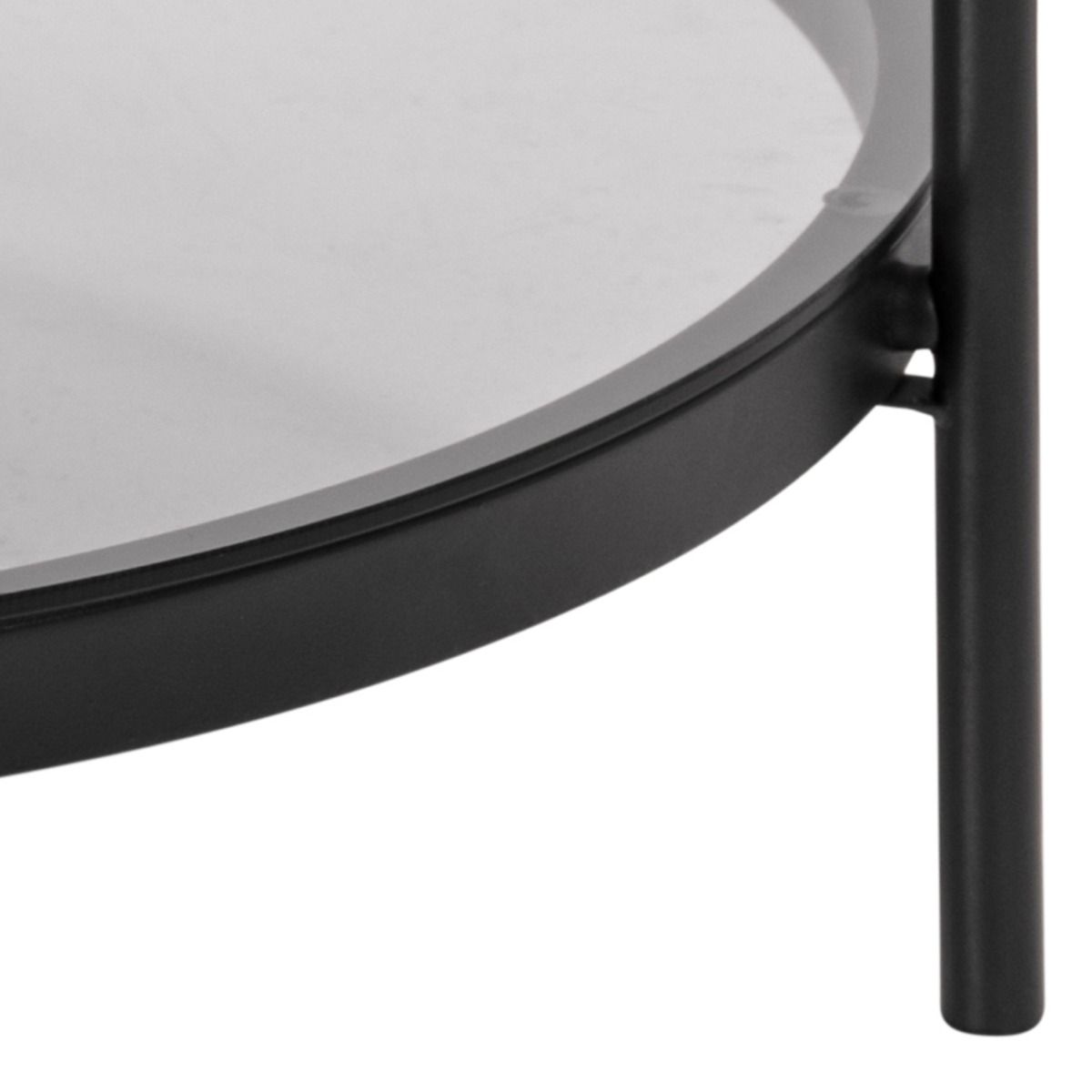 Bayonne Round Coffee Table In Black with Smoked Glass Top - Price Crash Furniture