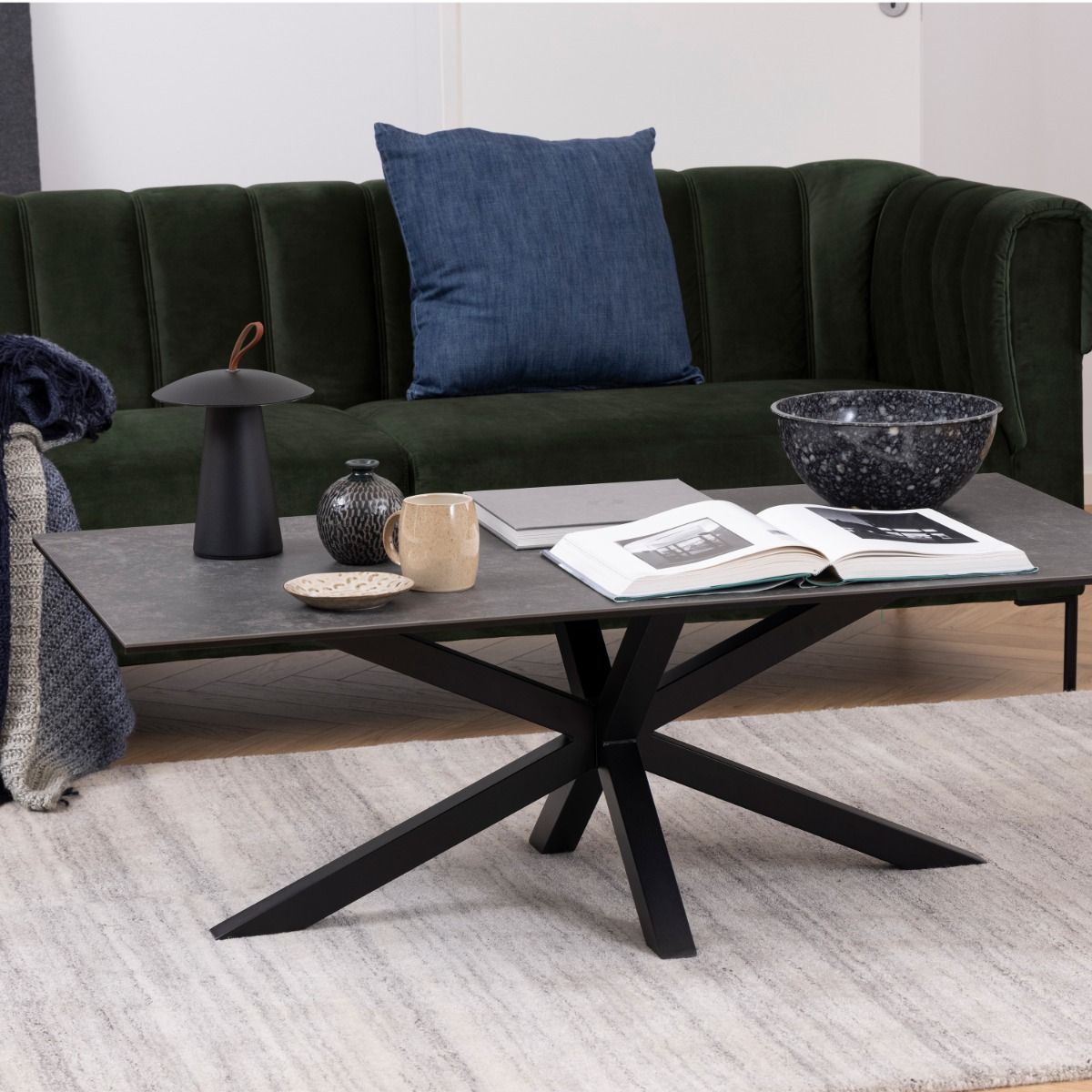 Heaven Coffee Table In Black With Ceramic Top - Price Crash Furniture