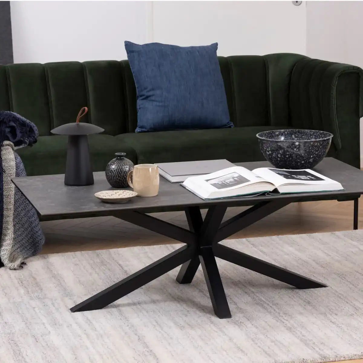 Heaven Coffee Table In Black With Ceramic Top - Price Crash Furniture