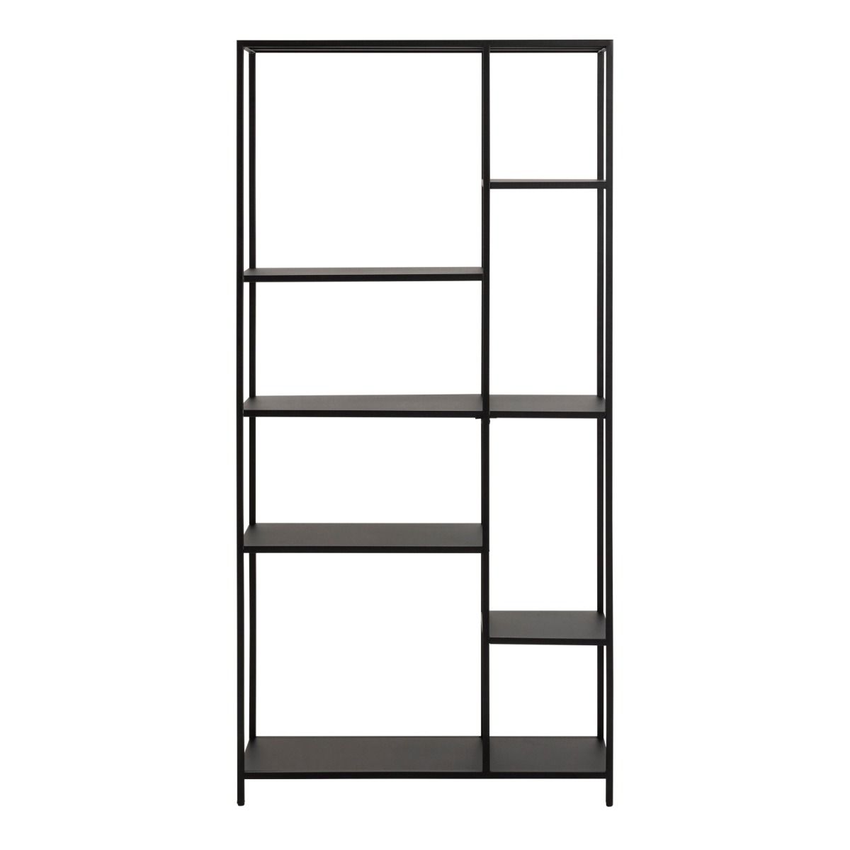 Newcastle Asymmetrical Bookcase With 6 Shelves In Matt Black - Price Crash Furniture