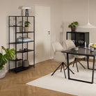 Newcastle Asymmetrical Bookcase With 6 Shelves In Matt Black - Price Crash Furniture