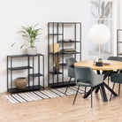 Newcastle Asymmetrical Bookcase With 3 Shelves In Matt Black - Price Crash Furniture