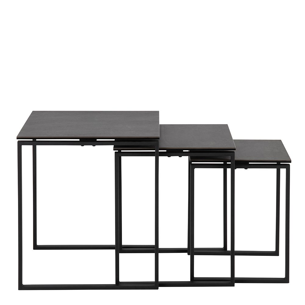 Katrine Ceramic Nest Of Tables In Black Set Of 3 - Price Crash Furniture