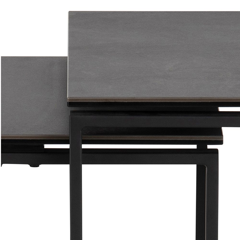 Katrine Ceramic Nest Of Tables In Black Set Of 3 - Price Crash Furniture