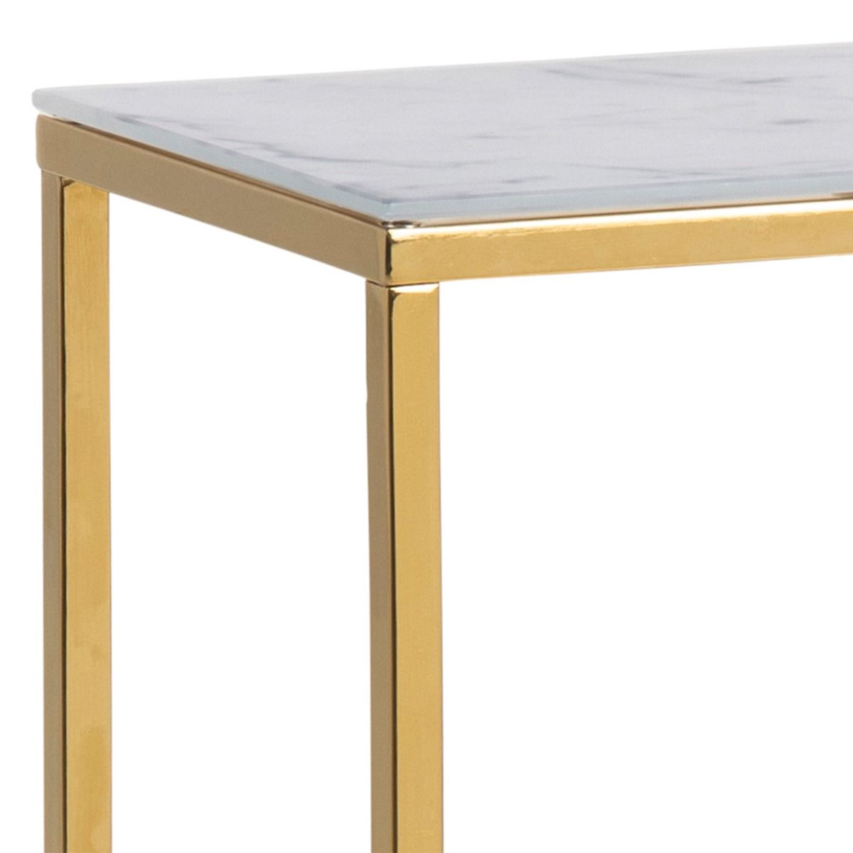 Alisma Console Table With Marble Effect Top & Gold Legs - Price Crash Furniture