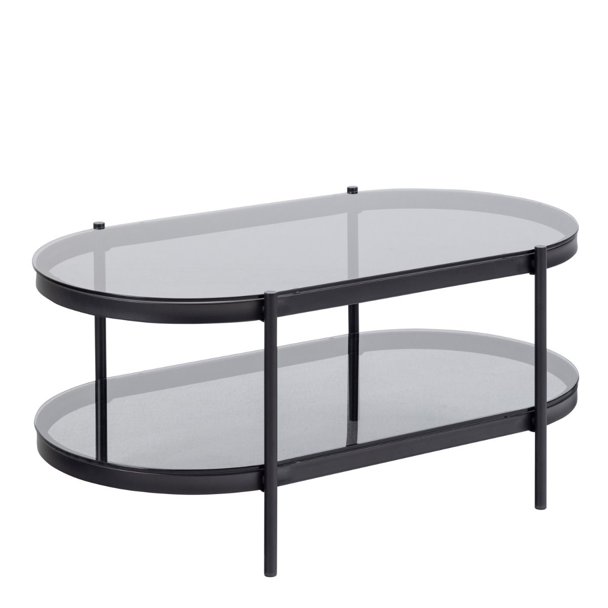 Bayonne Oval Coffee Table With Smoked Glass Top - Price Crash Furniture