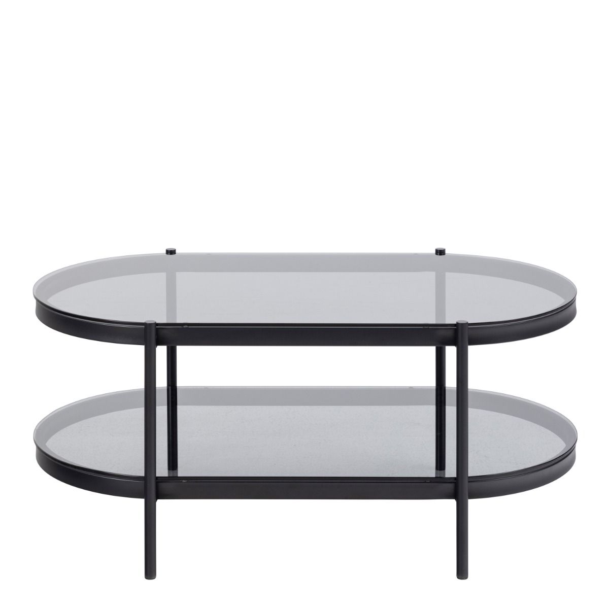 Bayonne Oval Coffee Table With Smoked Glass Top - Price Crash Furniture