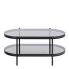 Bayonne Oval Coffee Table With Smoked Glass Top - Price Crash Furniture