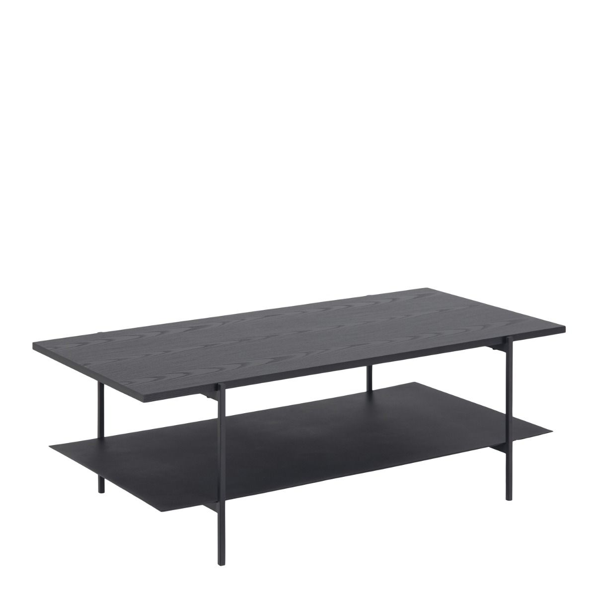 Angus Rectangular Coffee Table With Shelf In Black Ash - Price Crash Furniture