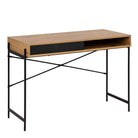 Angus Office Desk With Sliding Door In Wild Oak & Black - Price Crash Furniture