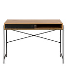 Angus Office Desk With Sliding Door In Wild Oak & Black - Price Crash Furniture