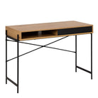 Angus Office Desk With Sliding Door In Wild Oak & Black - Price Crash Furniture