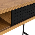 Angus Office Desk With Sliding Door In Wild Oak & Black - Price Crash Furniture