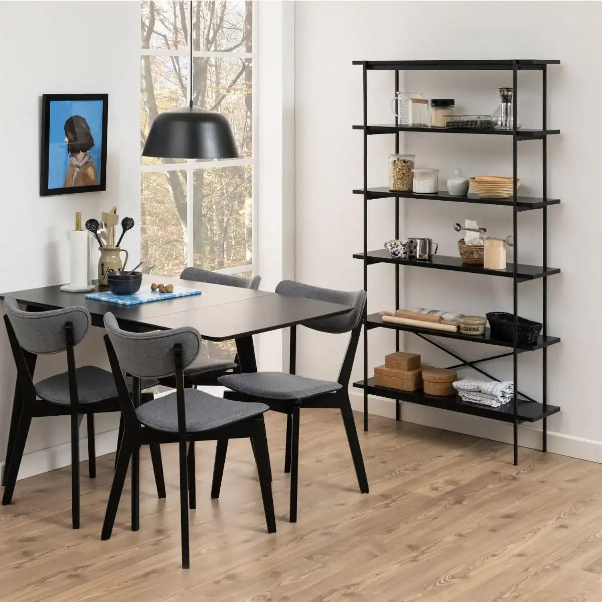 Angus Bookcase With 5 Shelves In Black - Price Crash Furniture