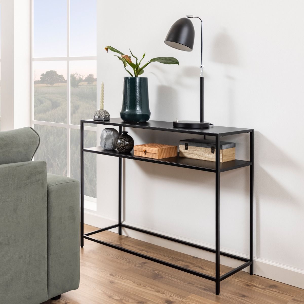 Newcastle Console Table With Open Shelf In Matt Black - Price Crash Furniture