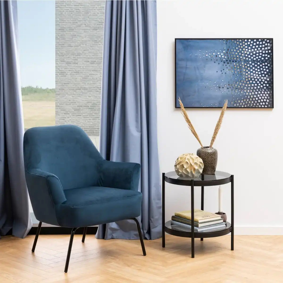 Melissa Lounge Accent Chair In Navy Blue - Price Crash Furniture