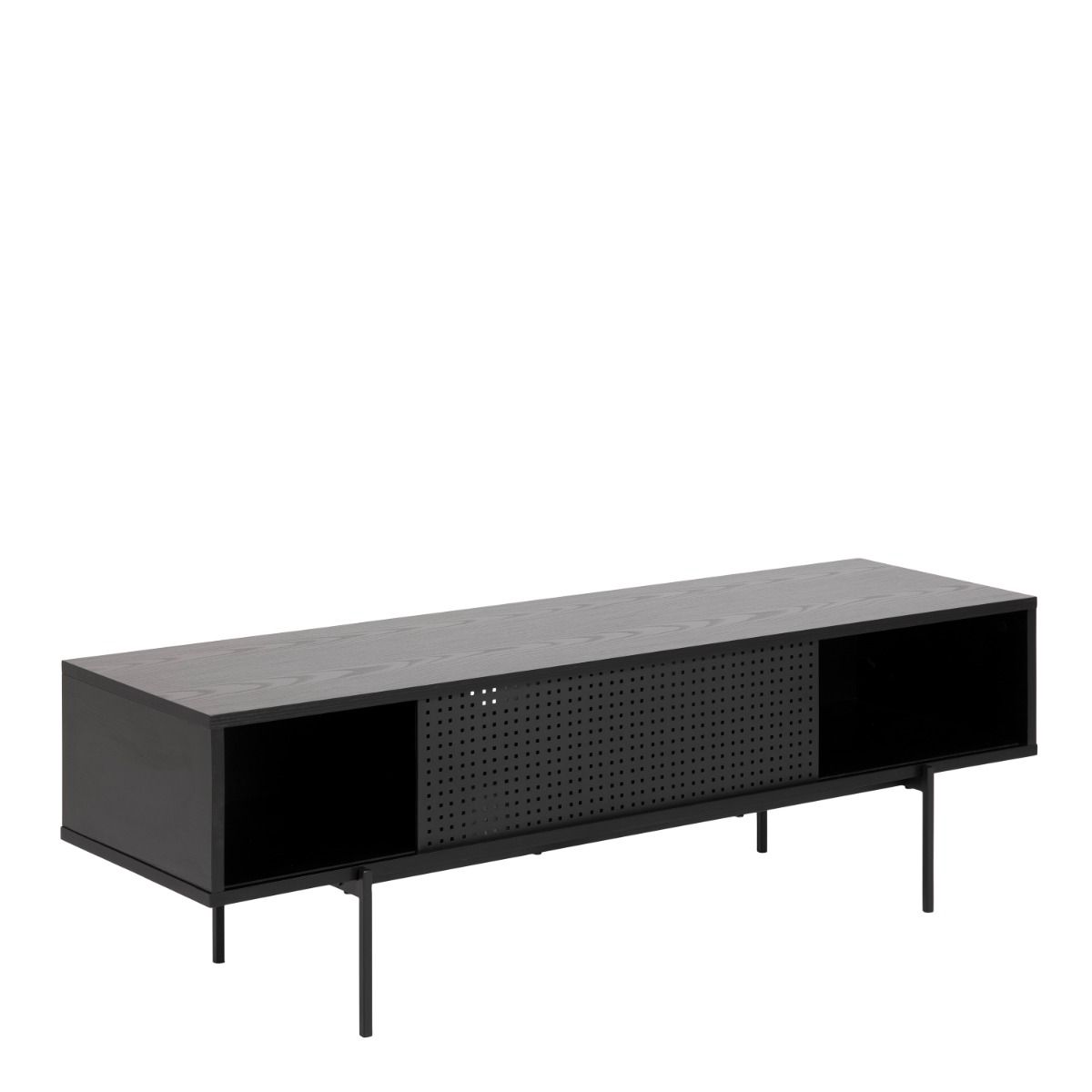 Angus 140cm TV Cabinet With 1 Sliding Door In Black Ash Melamine - Price Crash Furniture