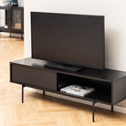 Angus 140cm TV Cabinet With 1 Sliding Door In Black Ash Melamine - Price Crash Furniture