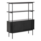 Angus Small Bookcase With 2 Sliding Doors In Black Ash - Price Crash Furniture