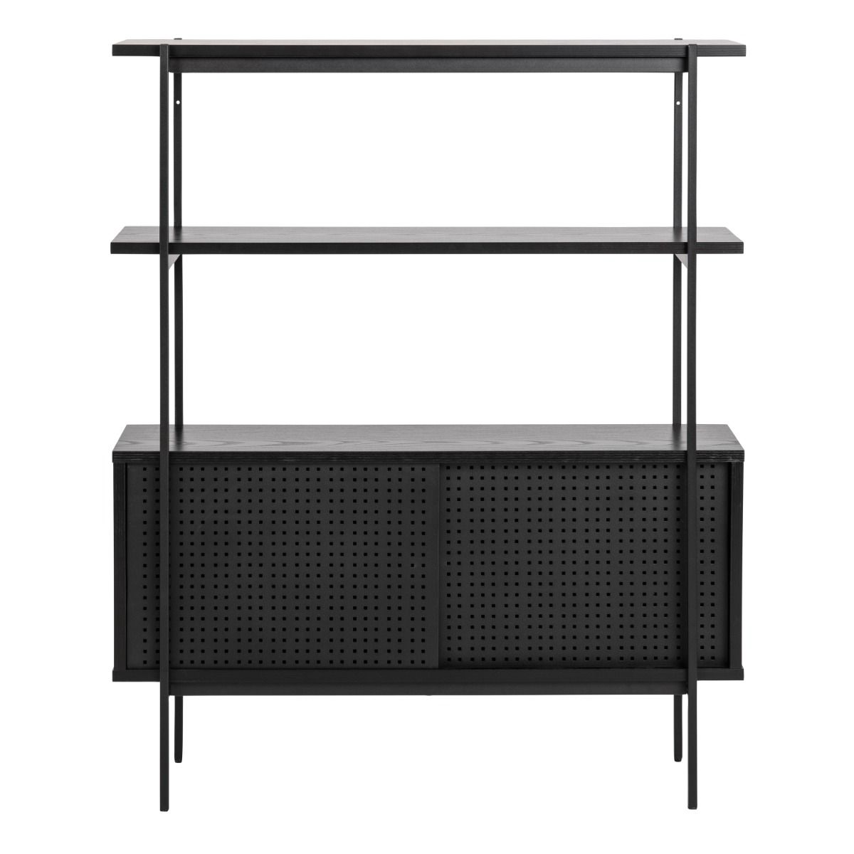 Angus Small Bookcase With 2 Sliding Doors In Black Ash - Price Crash Furniture