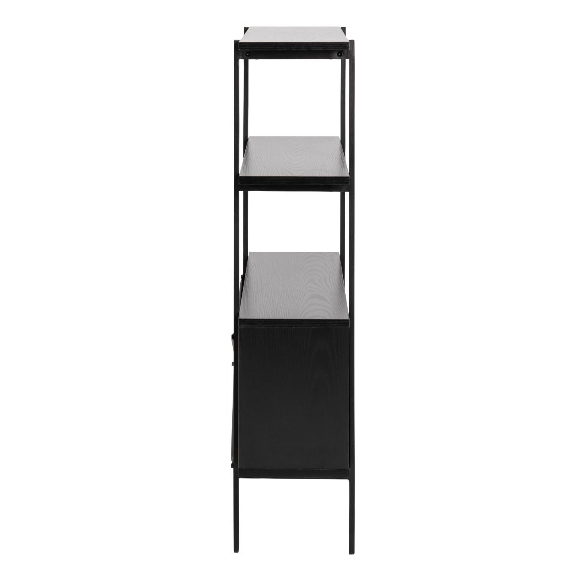 Angus Small Bookcase With 2 Sliding Doors In Black Ash - Price Crash Furniture