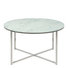 Alisma Round Coffee Table With White Marble Top & Silver Legs - Price Crash Furniture