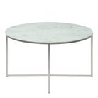 Alisma Round Coffee Table With White Marble Top & Silver Legs - Price Crash Furniture