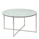 Alisma Round Coffee Table With White Marble Top & Silver Legs - Price Crash Furniture