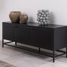 Newcastle 3 Door Sideboard In Matt Black In stock - Price Crash Furniture