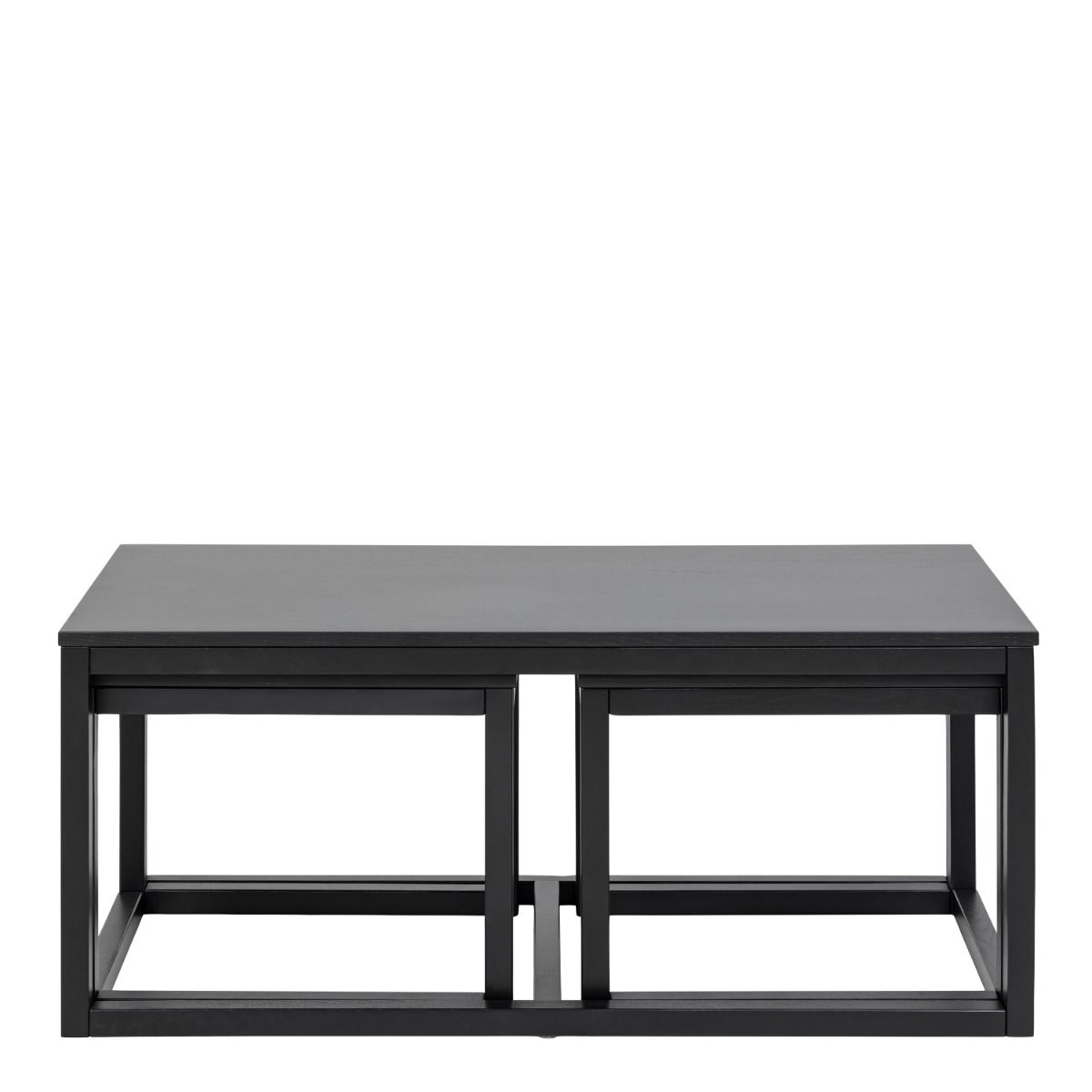 Cornus Square Coffee Table Set In Matt Black Set Of 3 - Price Crash Furniture