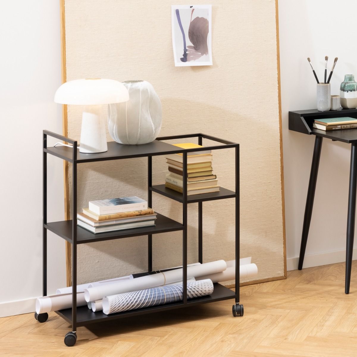 Newcastle Serving Trolley In Matt Black - Price Crash Furniture