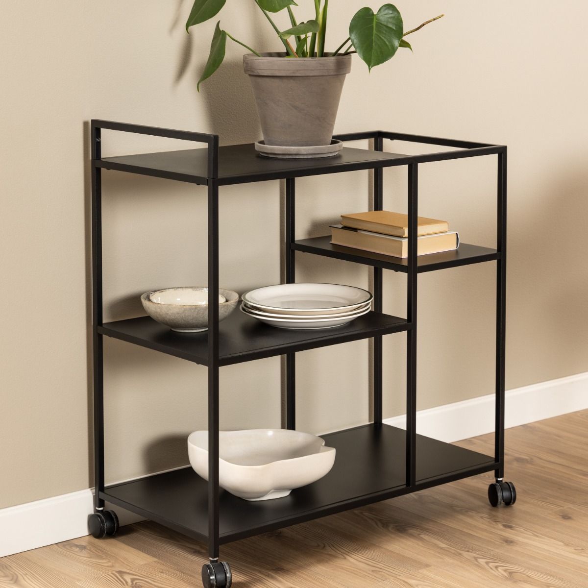 Newcastle Serving Trolley In Matt Black - Price Crash Furniture