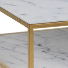 Alisma Open Shelf Coffee Table With White Marble Effect & Gold Legs - Price Crash Furniture